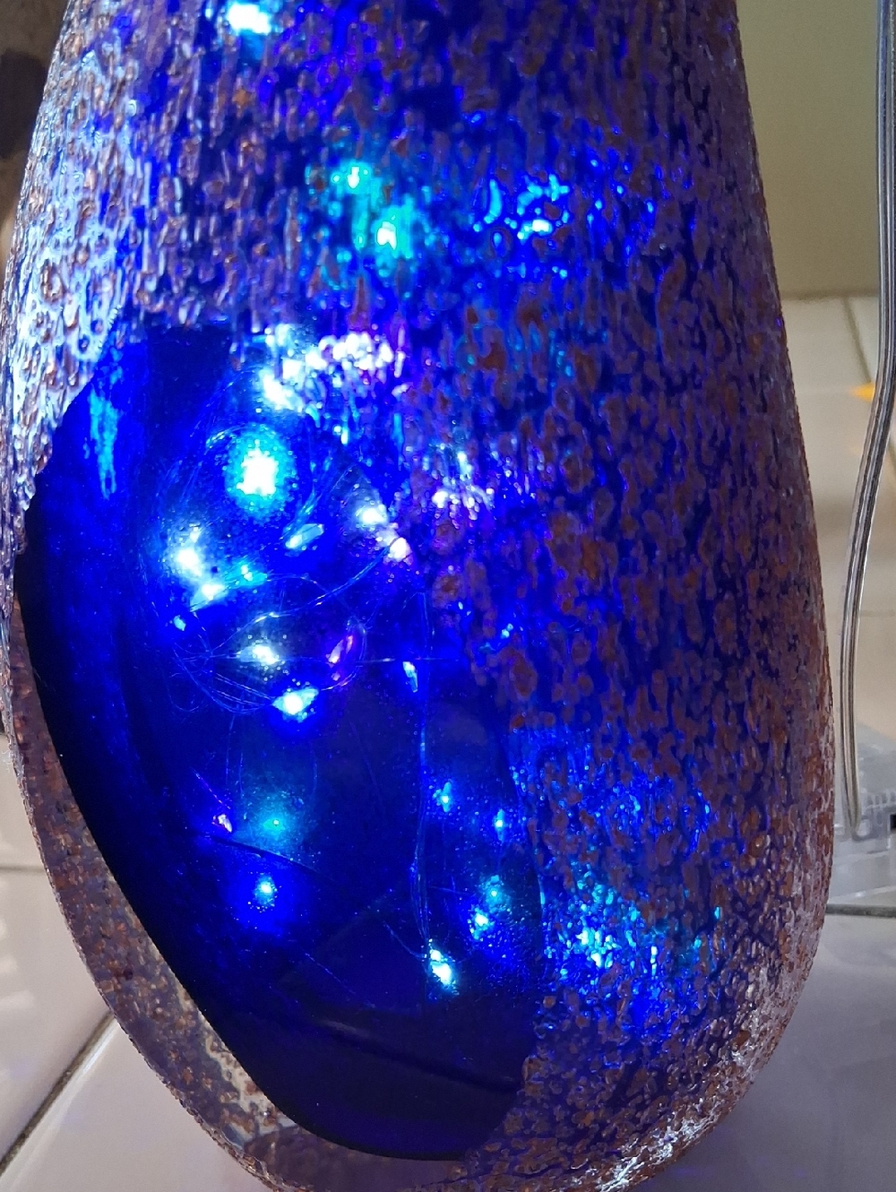 Super RARE Murano Cobalt Blue Glass Vase Gold TXTRD. By, Alessandro Mandruzzato. - Picture 9 of 16